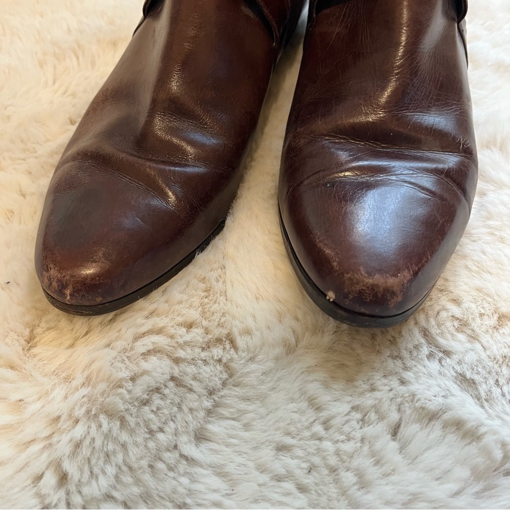 Salvatore Ferragamo Brown Ankle Boots with Gold Buckle - Picture 5 of 11